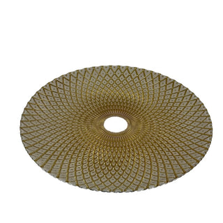 Plato de fondo de vidrio 32 cm motivo rombos - color dorado
