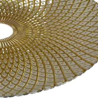 Plato de fondo de vidrio 32 cm motivo rombos - color dorado