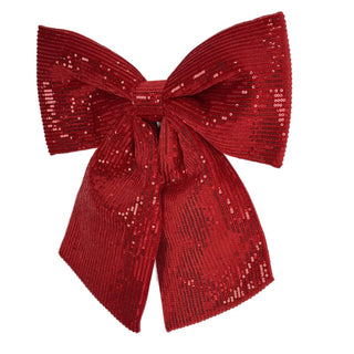 Lazo navideño tela de lentejuelas 40 cm - color rojo