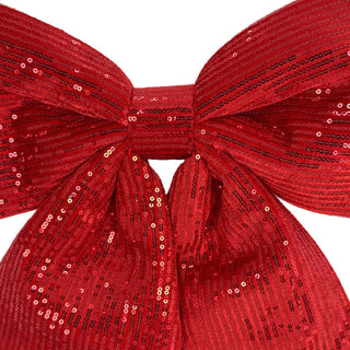 Lazo navideño tela de lentejuelas 40 cm - color rojo