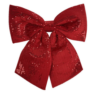 Lazo navideño tela de lentejuelas 40 cm - color rojo