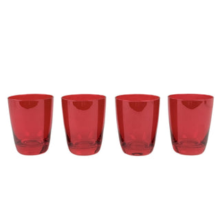 Juego de vasos de cristal, 4 piezas 7.7 × 5 × 9.6 cm - color rojo