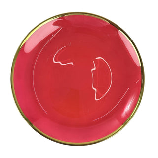 Plato dd fondo de cristal 27 cm - color rojo borde dorado