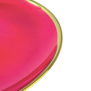 Plato dd fondo de cristal 21 cm - color rojo borde dorado