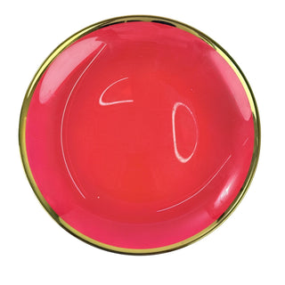 Plato dd fondo de cristal 21 cm - color rojo borde dorado