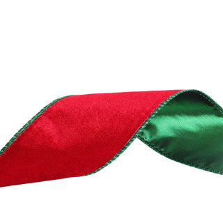 Cinta navideña de terciopelo 15 cm - doble cara - rojo/verde