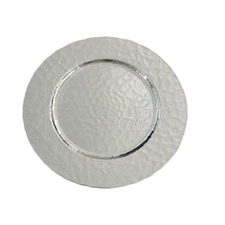 Plato de fondo navideño decorativo circular de 32,5 × 32,5 × 1,8 cm – plateado