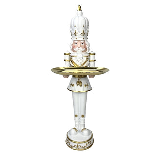 Cascanueces blanco y dorado de 15 × 15 × 61,5 cm
