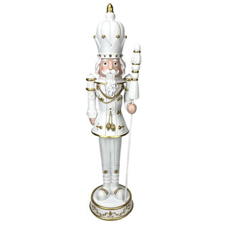 Cascanueces blanco y dorado de 14,5 × 14,3 × 61 cm