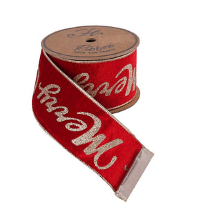 Cinta navideña roja con mensaje navideño de 10 cm × 10 yardas