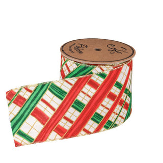 Cinta navideña a cuadros multicolor de 10 cm × 10 yardas