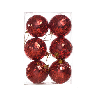 Juego de 6 bambalinas efecto mosaico de 7 cm – rojo
