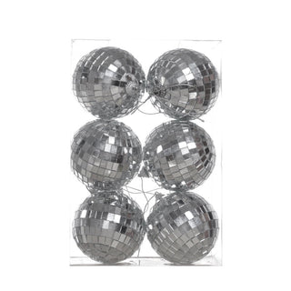 Juego de 6 bambalinas efecto mosaico de 7 cm – plateado