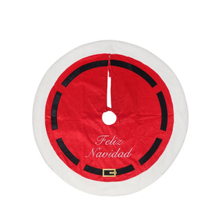 Pie de árbol Feliz Navidad de 90 cm – rojo / blanco