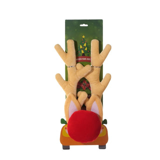 Accesorio de reno para automóvil de 37 cm – crema / rojo