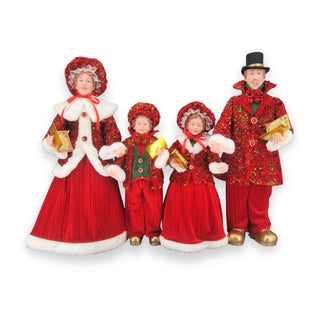 Juego de cantores navideños musicales de 67 cm – rojo / blanco