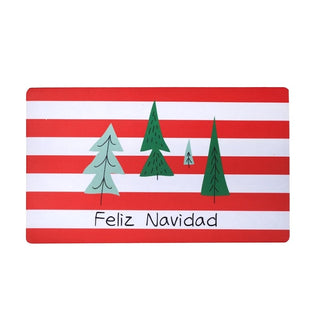 Alfombra de navidad a rayas con árboles de 45 × 75 cm – rojo / blanco