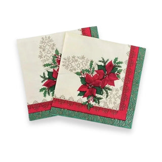Servilletas de papel con flor de Pascua de 33 × 33 cm – rojo / verde – vista 2