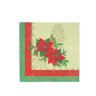 Servilletas de papel con flor de Pascua de 33 × 33 cm – rojo / verde
