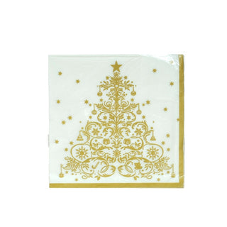 Servilletas de papel blancas con árbol dorado de 33 × 33 cm