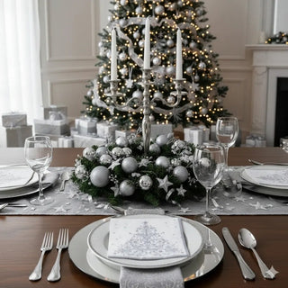 Servilletas de papel blancas con árbol plateado de 33 × 33 cm – vista 2