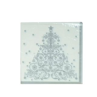 Servilletas de papel blancas con árbol plateado de 33 × 33 cm