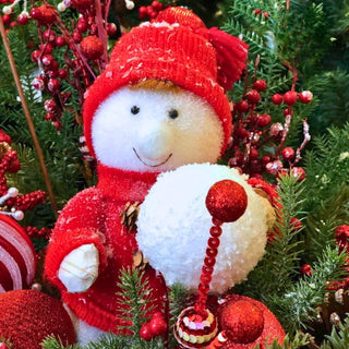 Muñeco Decorativo Navideño Chica Con Bola De Nieve 25 Cm