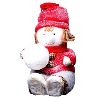 Muñeco Decorativo Navideño Chica Con Bola De Nieve 25 Cm