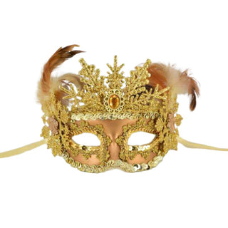 Hanging Mask Ornament with Gem, Silver/White, 18x10 cm