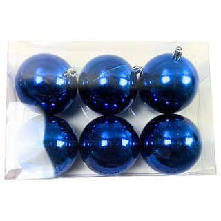 Bambalinas De Navidad 6 Piezas Color Azul Cobalto Brillante 8 Cm