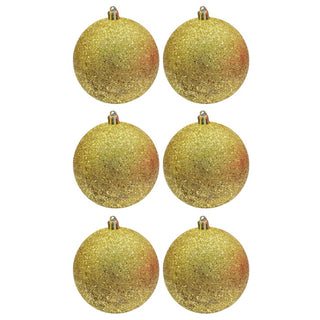 Bambalinas De Navidad 6 Piezas Color Dorado Escarchada 8 Cm