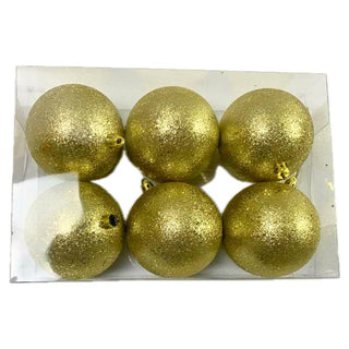 Bambalinas De Navidad 6 Piezas Color Dorado Alto Brillo 8 Cm