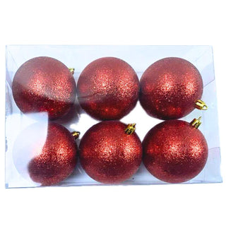 Bambalinas De Navidad 6 Piezas Color Rojo Alto Brillo 8 Cm