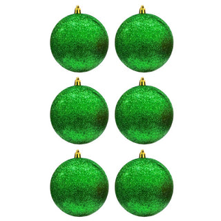 Bambalinas De Navidad 6 Piezas Color Verde Escarchada 8 Cm