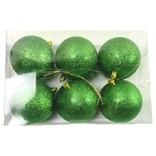 Bambalinas De Navidad 6 Piezas Color Verde Alto Brillo 8 Cm