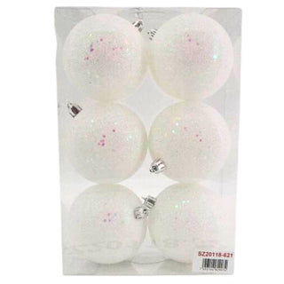 Bambalinas De Navidad 6 Piezas Color Blanco Iridiscente Alto Brillo 8 CM