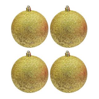 Bambalina De Navidad 4 Piezas Color Dorado Escarchada 10 CM