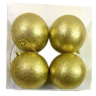 Bambalinas De Navidad 4 Piezas Color Blanco Dorado Alto Brillo 10 CM