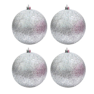 Bambalinas De Navidad 4 Piezas Color Plata Escarchada 10 CM