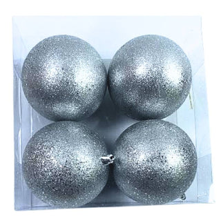 Bambalinas De Navidad 4 Piezas Color Blanco Plata Alto Brillo 10 CM