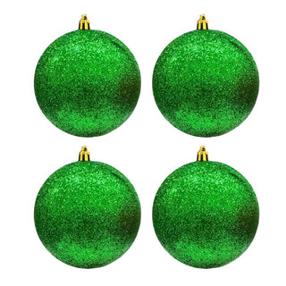 Bambalinas De Navidad 4 Piezas Color Verde Escarchada 10 CM