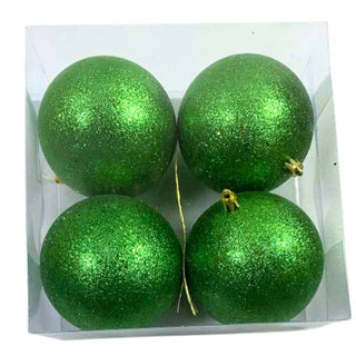 Bambalinas De Navidad 4 Piezas Color Blanco Verde Alto Brillo 10 CM