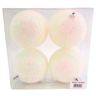 Set De Bambalinas De Navidad 10Cm Color Blanco Iridiscente Glitter, 4 Piezas