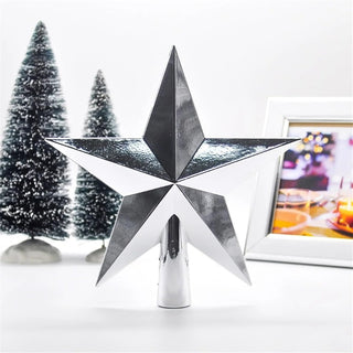 Estrella Navideña Punta de Arbol, 20 Cm Color Plata Brillante