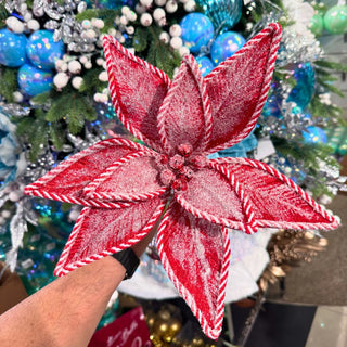 Flor De Navidad Velvet Nevda Diametro 33 Cm Tallo 40Cm Color Rojo