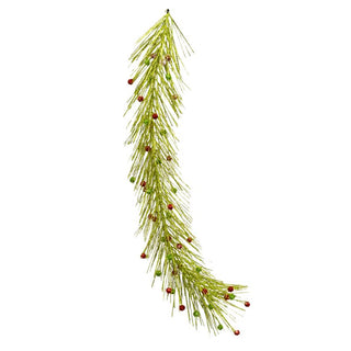 Guirnalda Navideña Aguja De Pino Con Color Verde Con Berrys Rojos 103Cm