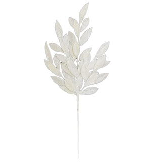 Rama De Navidad Hoja de Olivo Color Blanco Escarchado 58 Cm