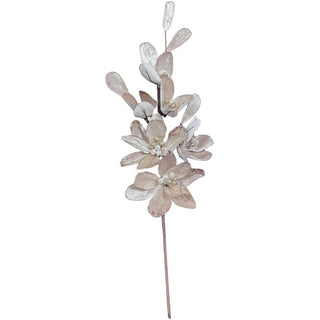 Rama de Navidad Flor Poinsettia Velvet Con Lentejuelas Color Champan 70 Cm
