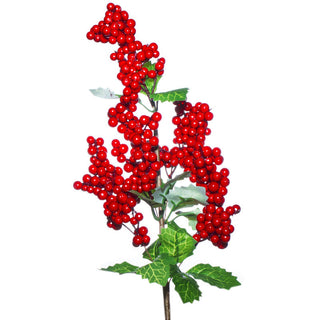 Rama de Navidad Berry Color Rojo Hojas Verde 50 Cm