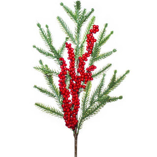 Rama de Navidad Berry Color Rojo Hojas Verde 60 Cm